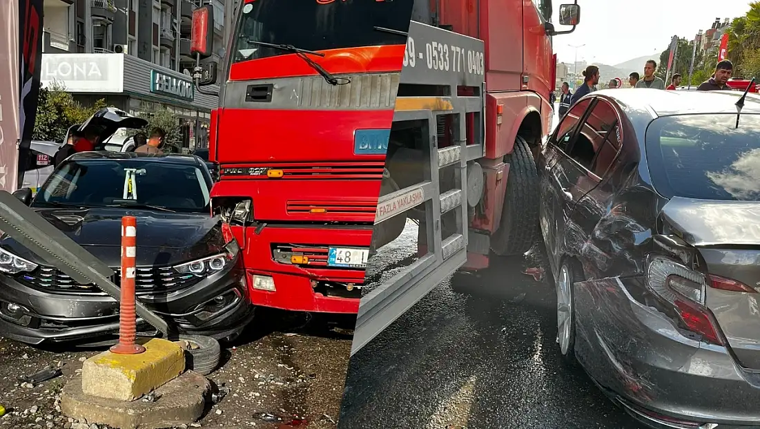 Milas’ta kamyon park halindeki otomobile çarptı: 1 yaralı
