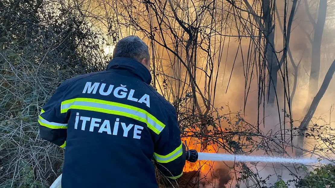 Kırcağız Mahallesi’nde Sarıçay çevresinde yangın çıktı