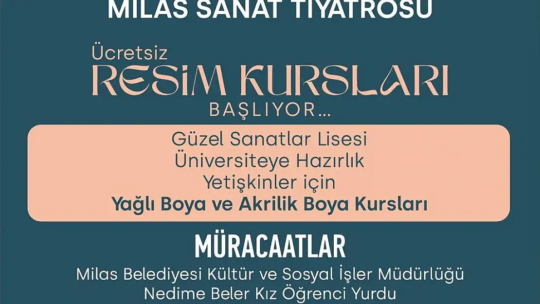 Milas Belediyesi Ücretsiz Resim Kurslarına Davet Ediyor!