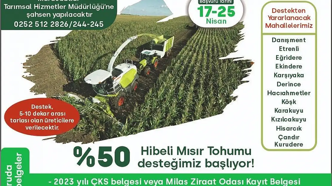 Milas Belediyesi Yüzde 50 hibeli mısır tohumu desteği verecek