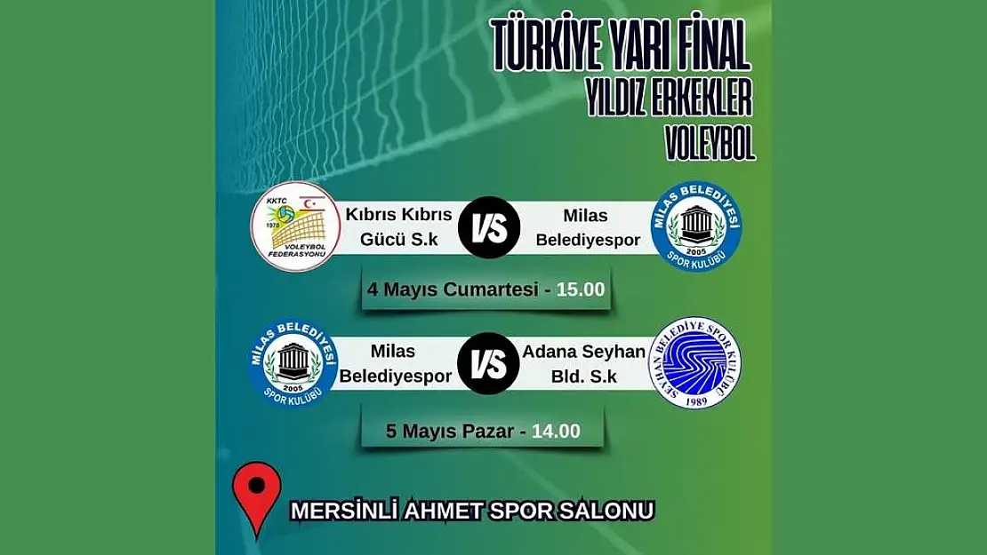 Milas Belediyespor Yıldız Erkekler Voleybol Takımı, Mersin’de Yarı Final Peşinde