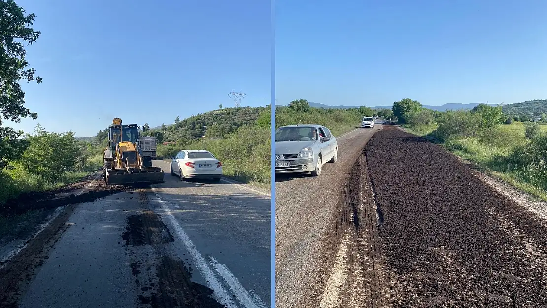 Milas Ören yolunda prina döküldü yol trafiğe kapandı