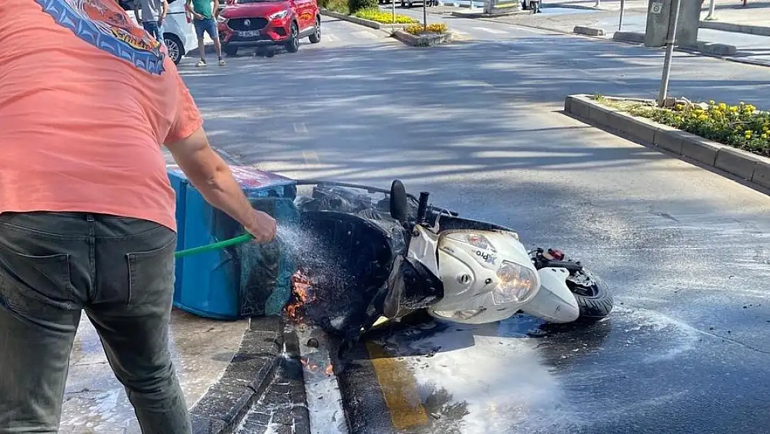 Milas’ta Motosiklet Kazası: Ani Manavra Alevlere Neden Oldu