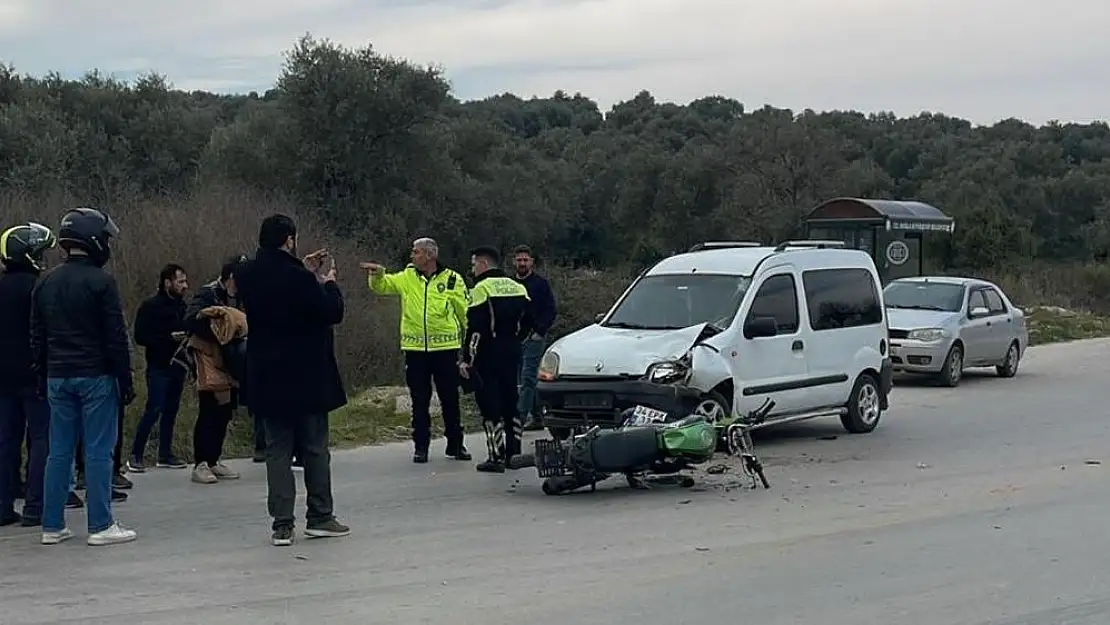 Milas’ta Motosiklet ve Otomobil Çarpıştı, Motosiklet Sürücüsü Ağır Yaralandı