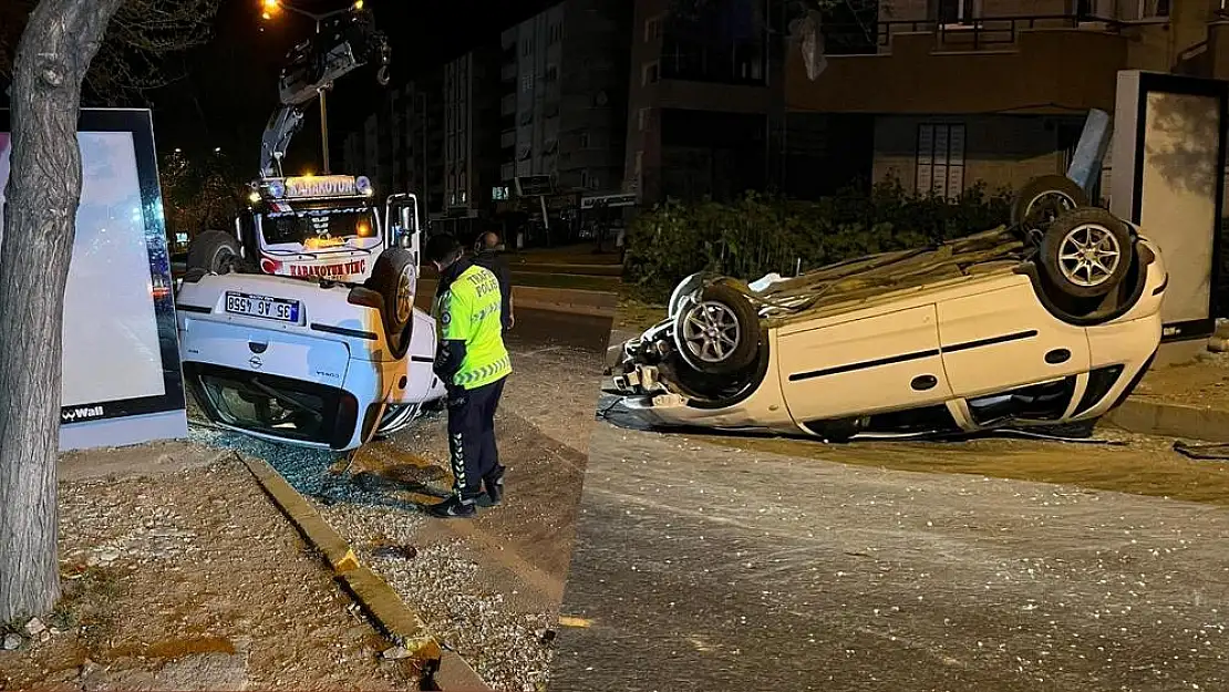 Milas’ta Otobüs Durağına Dalan Otomobil Ters Takla Attı: 1 Kişi Yaralandı