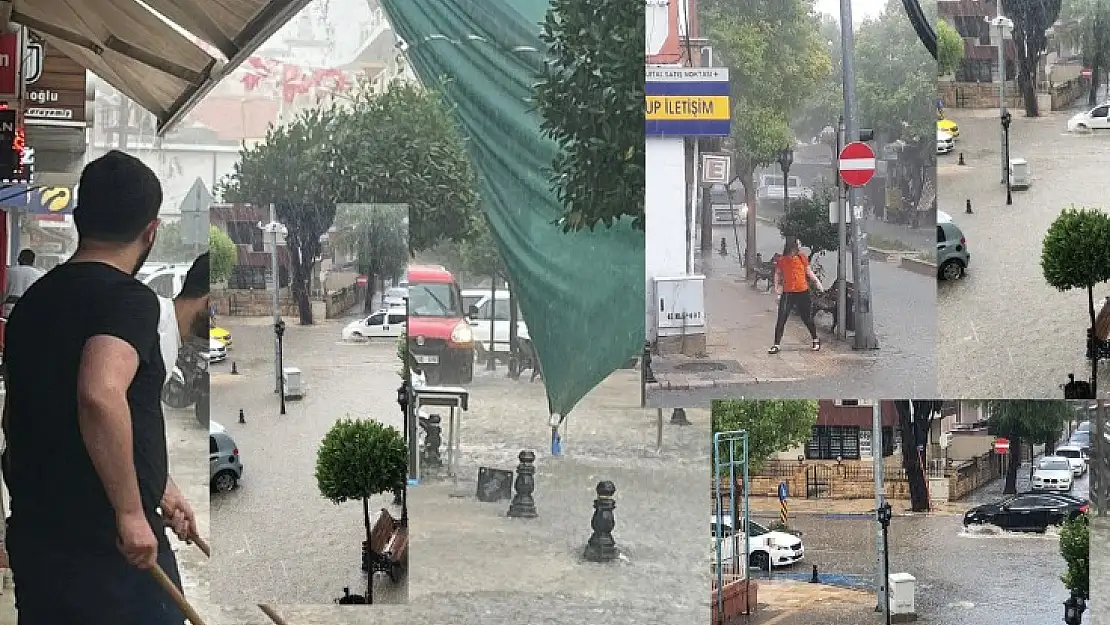 Milas’ta Şiddetli Sağanak: Caddeler Suya Gömüldü