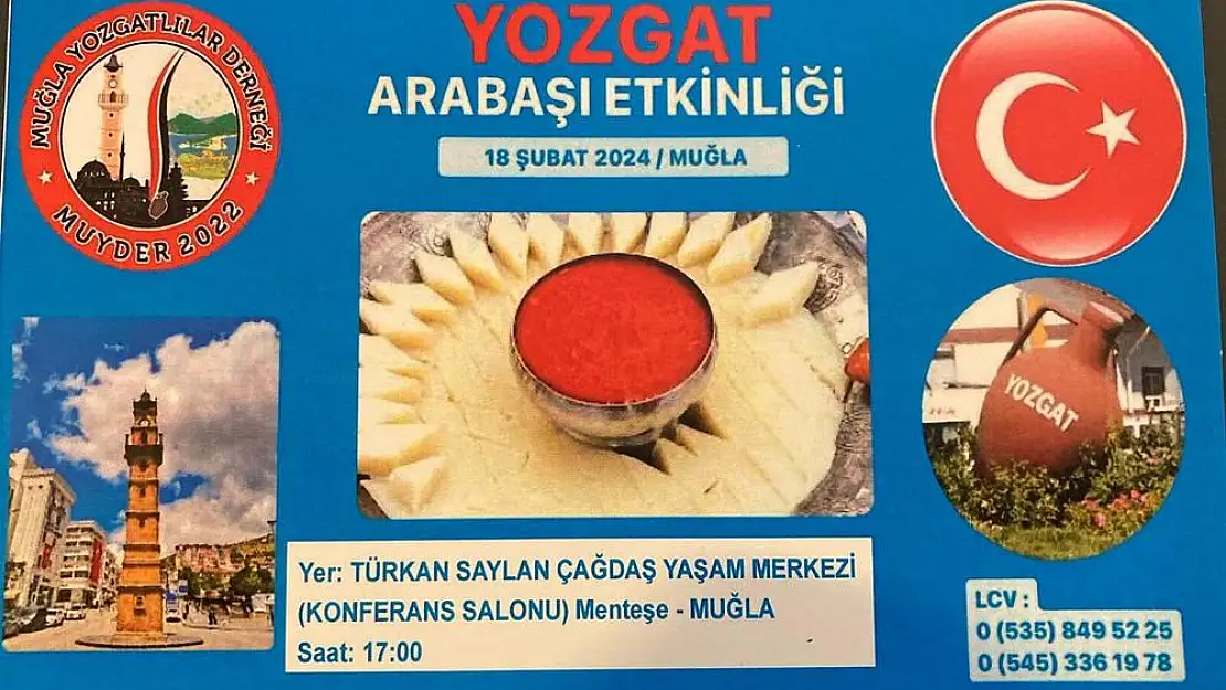 Muğla’da Yozgatlılar Derneği Tarafından Büyük Arabaşı Etkinliği Düzenlenecek