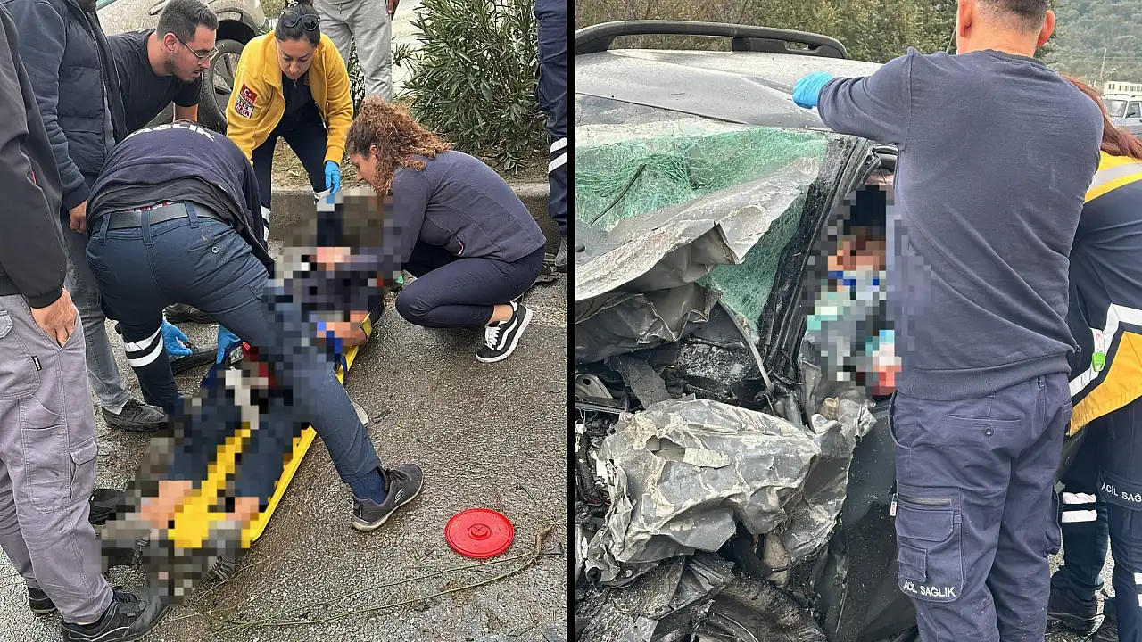 Milas'ta karşı şeride geçen araç faciaya neden oldu 1'i ağır 2 yaralı