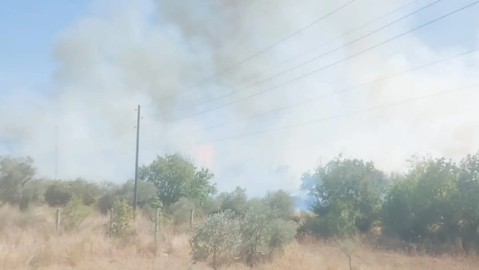 Ulaş Mahallesi'nde otluk ve tarım arazisinde çıkan yangın büyüyor