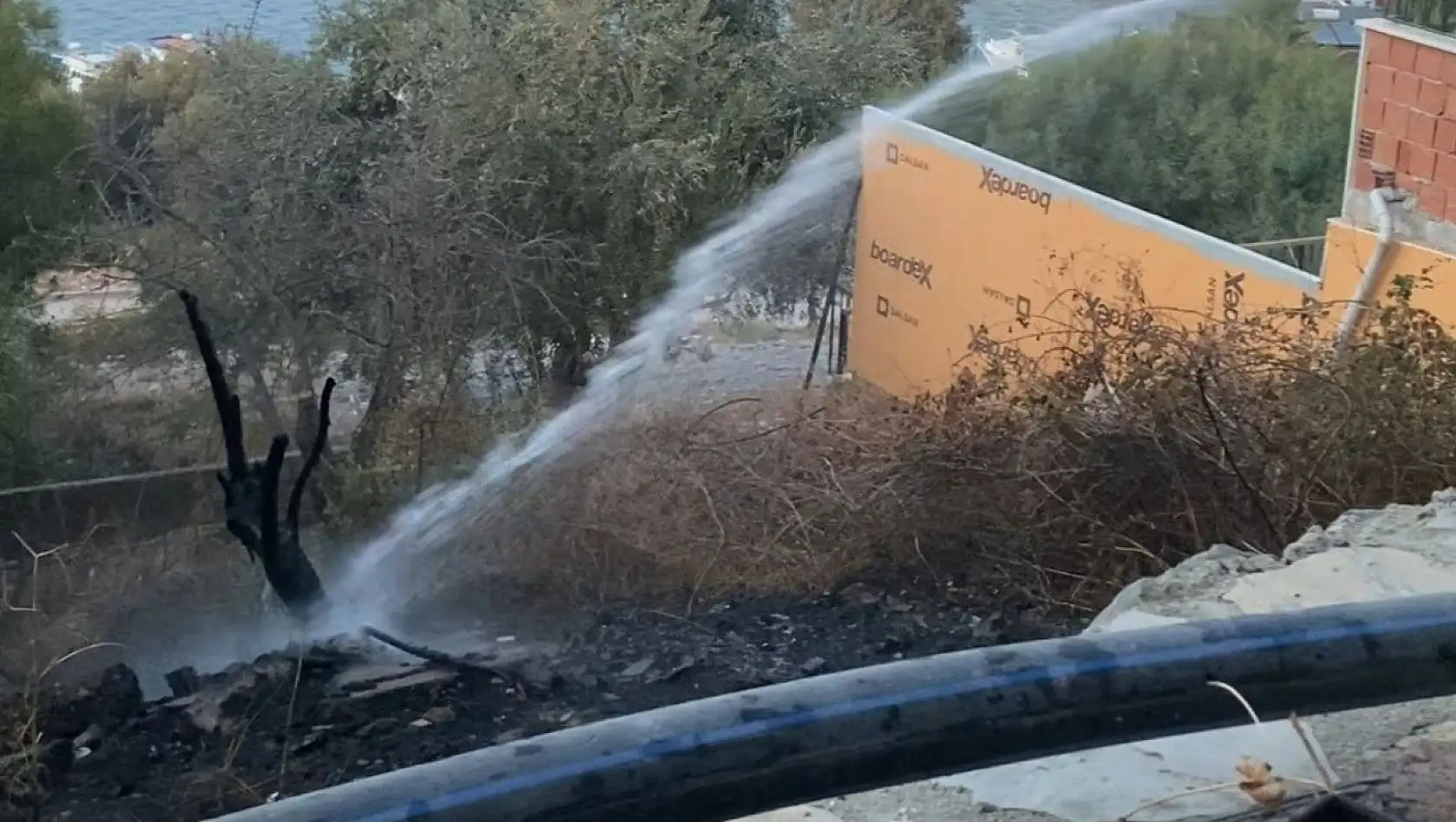 Milas'ta Mangal Ateşi Yangına Sebep Oldu, Ekipler Hızla Müdahale Etti