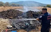 Milas'ta Hayvan Gübresi Depolama Alanında Yangın Paniği