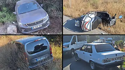 Milas Bodrum Karayolunda Zincirleme Kaza: 9 Araç Birbirine Girdi 2 Kişi Yaralandı