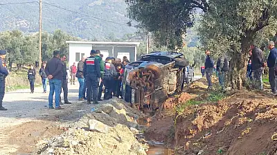 Milas'ta Korkutan Kaza: Kontrolden Çıkan Araç Kanala Devrildi: 1 Yaralı