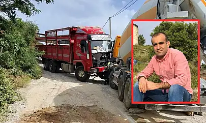 Bodrum'da yokuşta kayan kamyon mikser sürücüsünü hayattan kopardı
