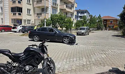 Milas'ta otomobil ile motosiklet çarpıştı