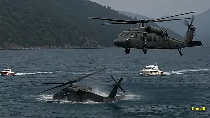 Dalaman'da Askeri Helikopter Denize Acil İniş Yaptı