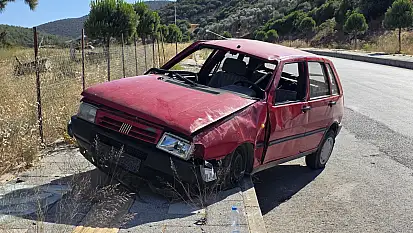 Milas'ta kontrolden çıkan otomobil takla attı: Bir kişi yaralandı
