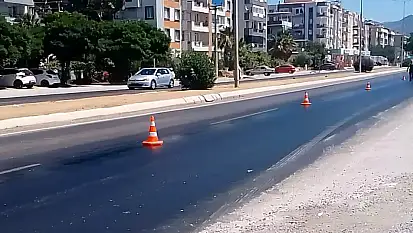 Milas'ta Yola Dökülen Yağ Kazalara Davetiye Çıkardı