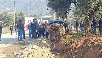 Milas'ta Korkutan Kaza: Kontrolden Çıkan Araç Kanala Devrildi: 1 Yaralı