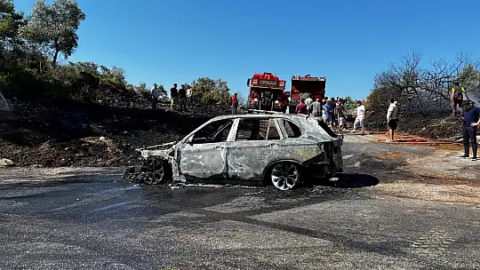 Milas'ta Seyir Halindeki Otomobil Alev Aldı Yangın Ormana Sıçradı