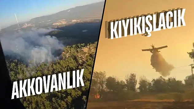 Milas Akkovanlık ve Kıyıkışlacık'ta yangınla mücadele sürüyor