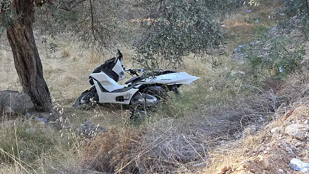 Milas'ta Sollama Faciası: Motosiklet Şarampole Uçtu