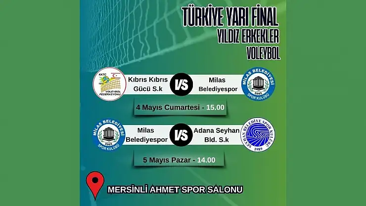 Milas Belediyespor Yıldız Erkekler Voleybol Takımı, Mersin’de Yarı Final Peşinde