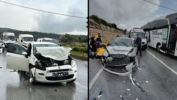 Milas Bodrum Karayolunda 3 Aracın Karıştığı Zincirleme Kazada 6 Kişi Yaralandı