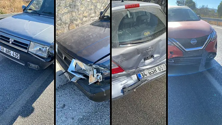 Milas Güllük bağlantı yolundaki üst geçitte yola dökülen yağ nedeniyle 5 araç kaza yaptı