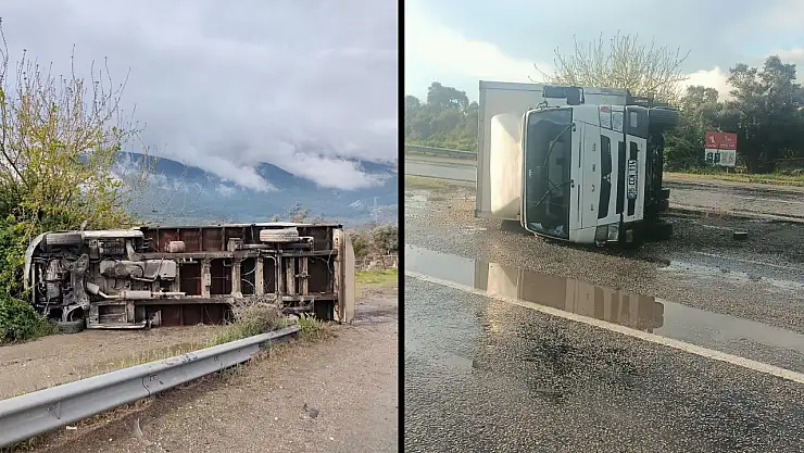 Milas-Söke Karayolu'nda aynı noktada iki ayrı kamyonet kazası: 2 kişi yaralandı