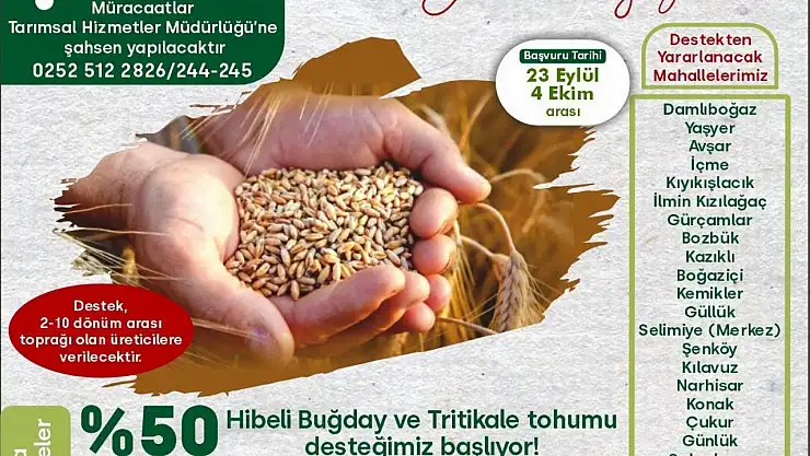 Milas'ta Çiftçilere Büyük Destek: Yüzde Elli Hibeli Buğday ve Tritikale Tohumu!