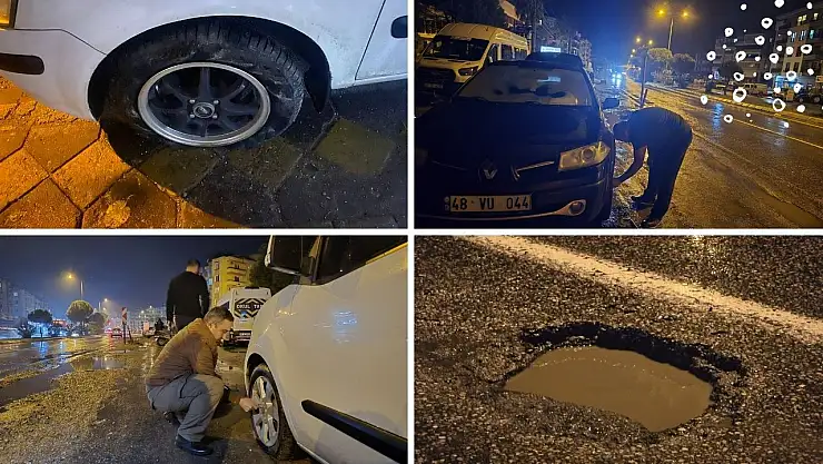 Milas'ta Çukurlar Sürücülerin Kabusu Oldu: 1 Saatte 17 Aracın Lastiği Patladı