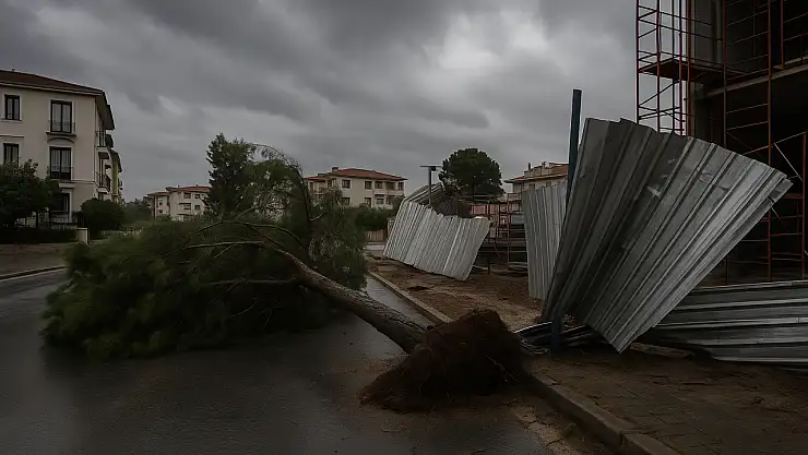 Milas'ta fırtına etkili oluyor: Ağaçlar devrildi