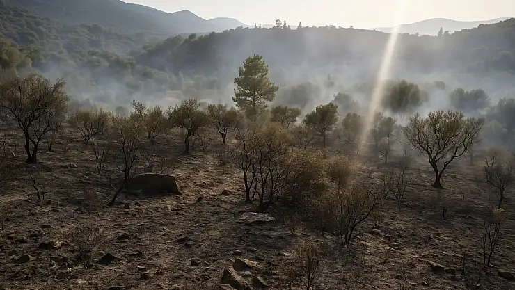 Milas'ta korkutan yangın: Zeytin ağaçları kül oldu