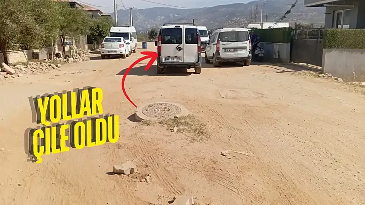 Milas'ta yol ortasındaki rögar kapağına çarpan otomobil büyük hasar aldı
