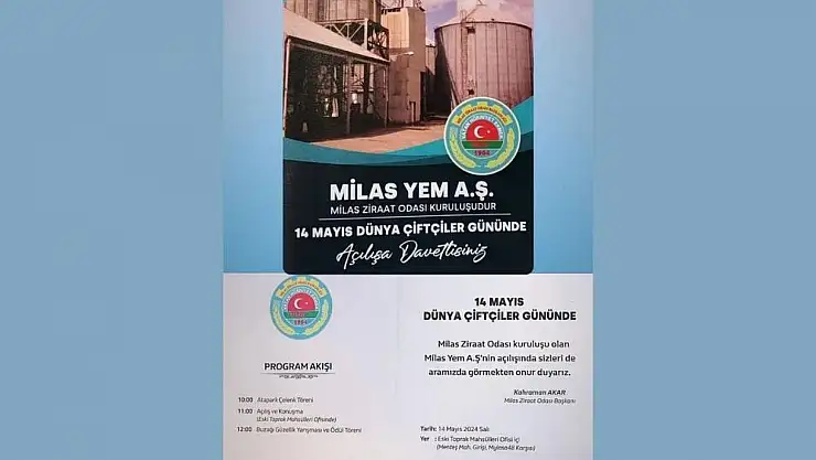 Milas Yem A.Ş., Dünya Çiftçiler Günü’nde Açılıyor…