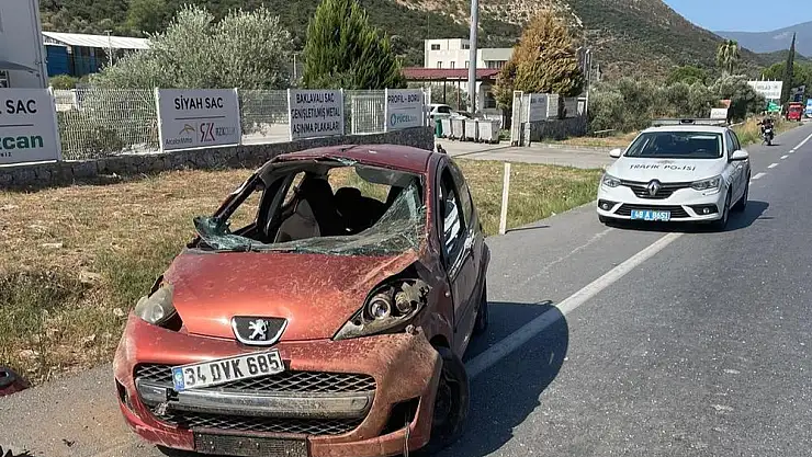 Milas’ta Kontrolden Çıkan Araç Takla Attı: Sürücü Yaralandı