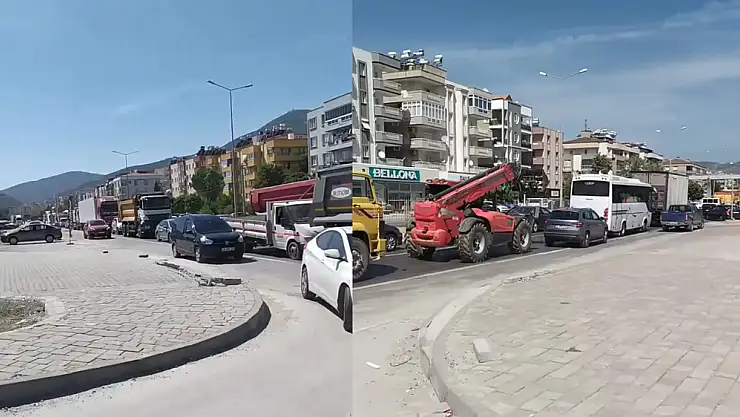 Milas’ta Yol Çalışmaları Nedeniyle Trafik Kilitlendi