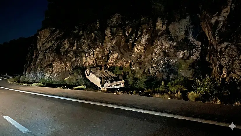 Milas'ta Feci Kaza: Otomobil Takla Atarak Şarampole Uçtu