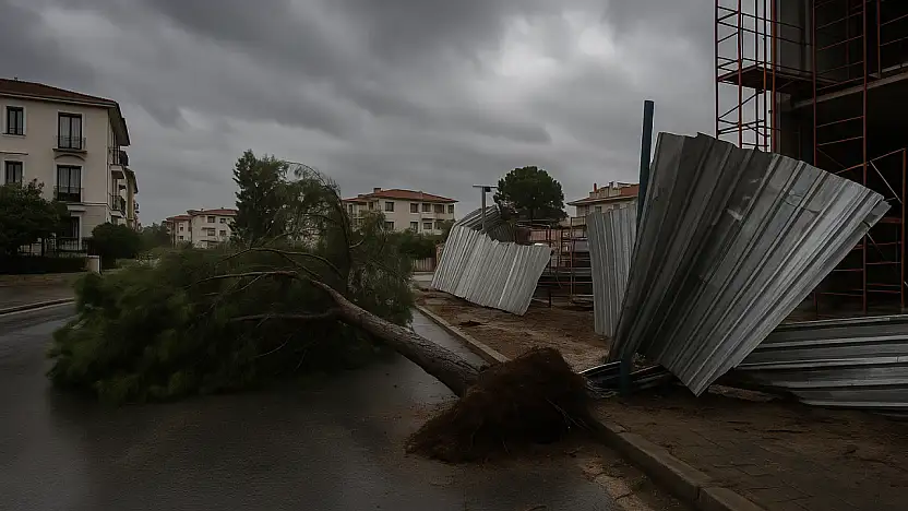 Milas'ta fırtına etkili oluyor: Ağaçlar devrildi