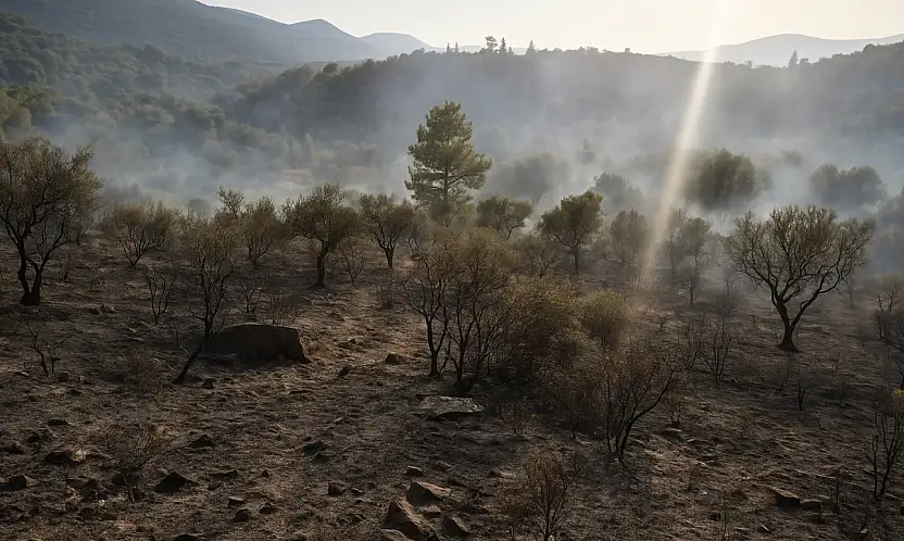 Milas'ta korkutan yangın: Zeytin ağaçları kül oldu