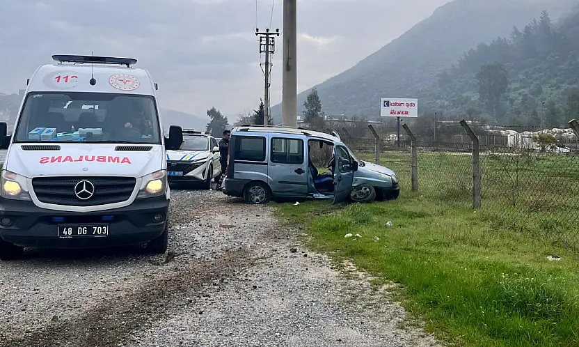 Milas'ta otomobil elektrik direğine çarptı: 2 yaralı